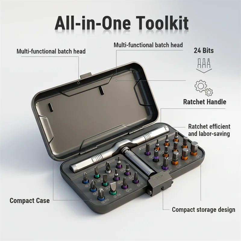 24-in-1 Magnetic Ratchet Screwdriver Set – Professional Tool Kit