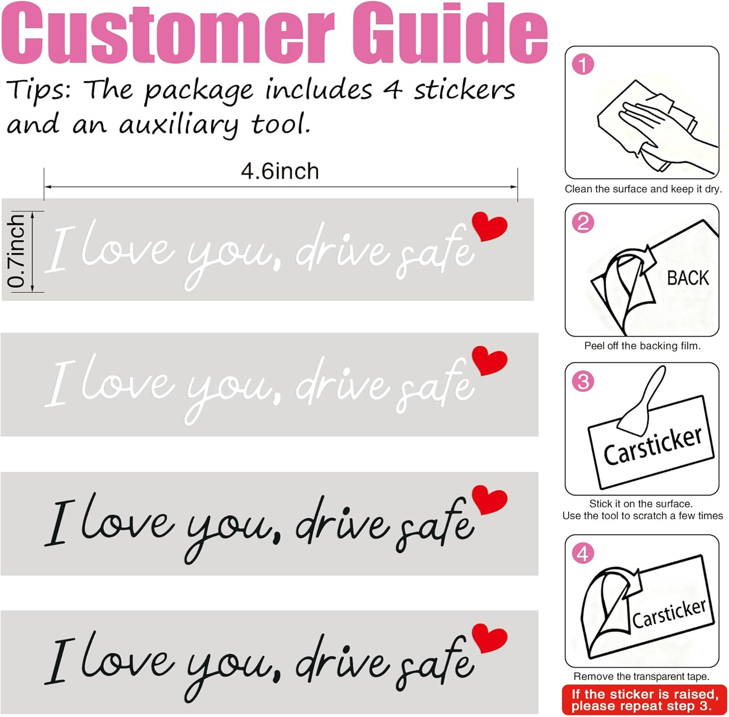 I Love You Drive Safe Car Sticker (4 Pack)