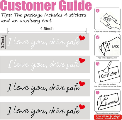 I Love You Drive Safe Car Sticker (4 Pack)